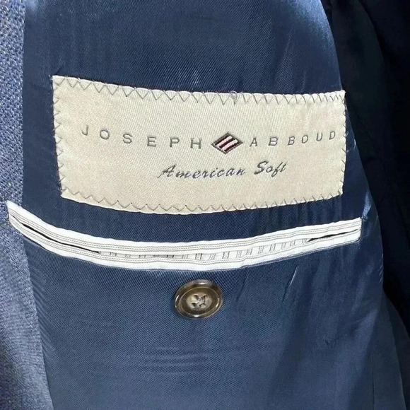 Joseph Abboud 48R 55% SILK 45% WOOL American Soft Jacket Blue Check Parisian USA - Picture 13 of 16